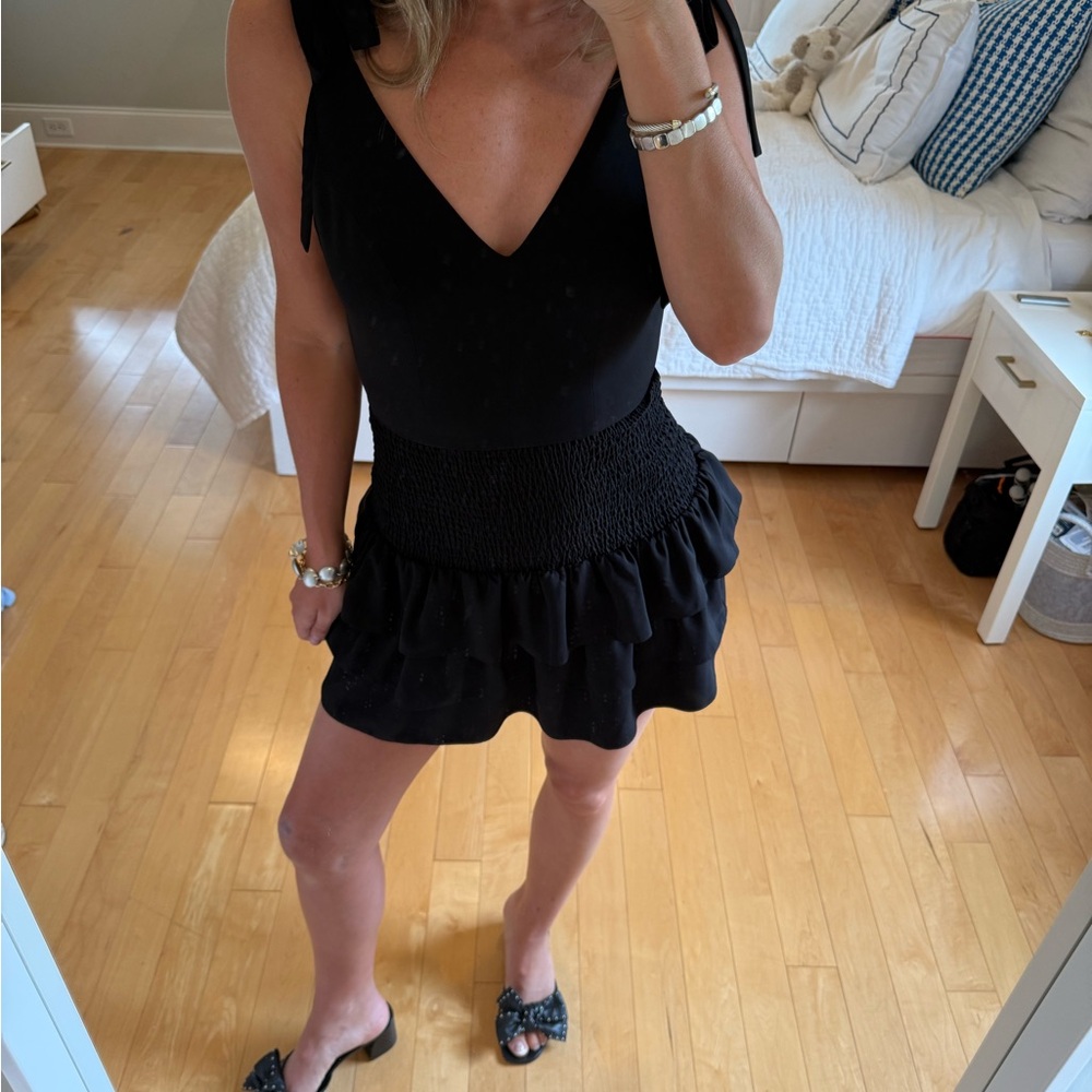 Amanda Uprichard Zita Black Sleeveless Ruffle Dress
